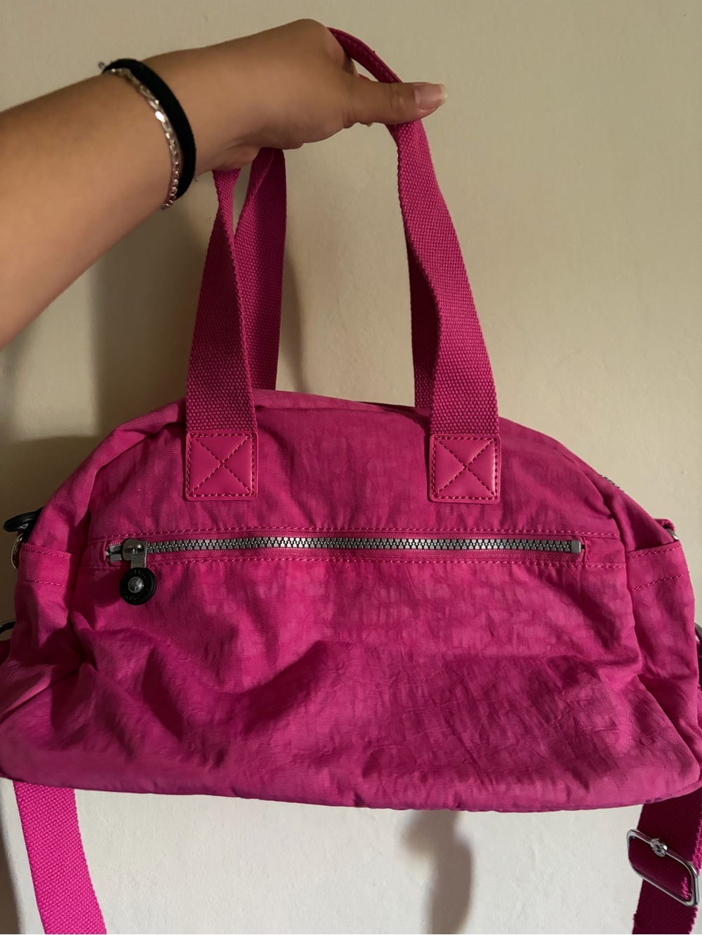 Kipling Pink Duffle Crossbody Bag with Signature Monkey Charm - Picture 4 of 4
